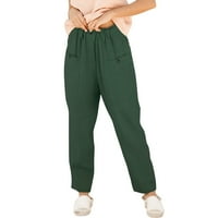 Ljetne hlače Žene Ležerne prilike izravne elastične struke izvlačenja pamučne posteljine hlače labave