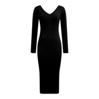 Ljetne haljine za žene s dugim rukavima Stripe haljina uzorka V-izrez Mini Split Slim Slim Fit Y2K moda