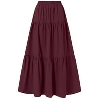 Gotyou haljine Ženska rubf Spring Casual Maxi haljina obična suknja Retro stil nagnuta suknja crvena