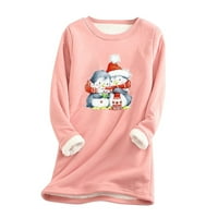 Hueook Dukseri za žene plus veličina Modni Božićni ispis Šareni pulover Ležerne bluze dugih rukava