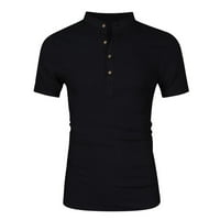 Huk ribolovne košulje za muškarce Crne haljine majice za muškarce Muški gumb Slim Fit stand-up ovratnik