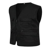 Voguele Ladies Cargo Vest Travel Jacket Cijeli zip prsluk na otvorenom crna 2xl