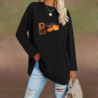 Apepal ženski okrugli vrat dugih rukava majica s pulovernim pulovernim pulovernim crnim crnim bojama