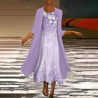 Cuoff Ženski povremeni modni print o izrez srednje duge dužine dvije set haljine