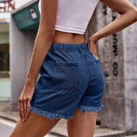 Ljetne kratke hlače za žene visoke strukske crteže srušene sirove hem kratke hlače u ulici Ležerne hlače