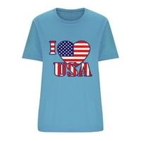 Košulje za žene Ležerne prilike Letter USA zastava Serbov Tee Plus Veličina labavih opremljenih bluze