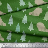 Soimoi Zelena pamučna proizvodna tkanina od pamučnog voira i stablo Božićne tkanine od dvorišta široko
