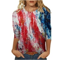 Američka zastava Majica Žene 4. srpnja Košulja Sliper Stripes Top Tee Summer Patriotske majice Crveno, XL