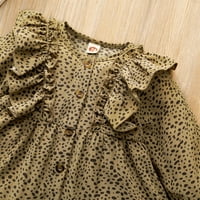 Dječja dječja haljina haljina uvala djevojka zimska haljina dugih rukava Leopard ruffled sloja dugih