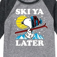 Kikiriki - skijanje kasnije - grafička majica mališana i omladine Raglan