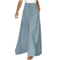 Odjeća Ženske hlače u boji Elastična struka široka noga plava XL