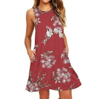 Pejock ljetne haljine za žene plaža cvjetna masirt sundress džepova bez rukava casual labav tenka haljina