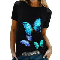 Ženske vrhove majica Tees smiješno slatko kratki rukav pad majica Butterfly print košulja poklon bluza