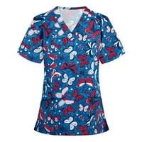 Simplmasygeni Žene vrhovi ljetno čišćenje Žene kratki rukav V-izrez V-izrez Radna uniforma bluza