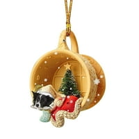 Ukrasi za božićne drvce Ornament 3D šalice ukrasi za pse divan božićni ukrasi sa visećim konopcem akril