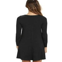 Bomotoo Ženske kratke mini haljine posada izrez majica haljina džepna sendress jednostavan kaftan crni