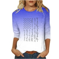 Ljetni vrhovi za žene, ljetne vrhove za žene Trendy američki zastava Patriotski bluze Dressy casual
