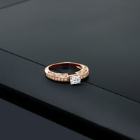 Gem Stone King 1. CT okrugli bijeli Topaz 18K ružičasti pozlaćeni srebrni prsten