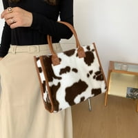 Ženska kravka Leopard uzorak Print torba Vintage PU kožne plišane torbe velike tote