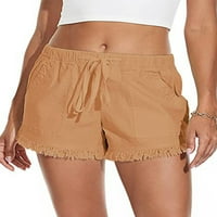 Bomotoo dame Mini pant Soled Color kratke vruće hlače Izvlačenje elastičnih struka dno u rukenu ljetni