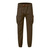 Fabiurt muški pamuk četiri sezone moda jednostavna čvrsta boja elastične struke kombinezone casual pantalone,
