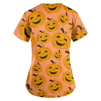 Duks Halloween za žene Ženske jeseni modni plus filetirani piling Radna uniforma V-izrez Noć vještica