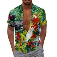 Viscose Majica Dizajnerska košulja Muškarci Zippe Majica Novi papagaj Print 3D Digital Print Casual