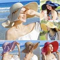 Hesxuno Sunčani šeširi za žene Diskete Veliki obod slame šešica Sun Floppy Wide Wide Wide Hats New Bowknot