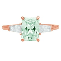 2. CT Sjajni smaragdni rez prozirni simulirani dijamant 18k ružičasta zlato Trobotan prsten s 55,5