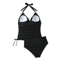 Tankini za žene sa šorcama Halter V izrez kupaći kupaći kostim kupaći kostimi za mršavljenje crno, m