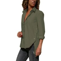 Meuva ženski ljetni modni dugi rukav nepravilni split veliki čvrsti top v vrat košulje za žene Rayon