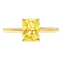 1.0ct zračenje Cut Yellow Simulirani dijamant 14k žuti zlatni graviranje Izjava godišnjica Angažovanost