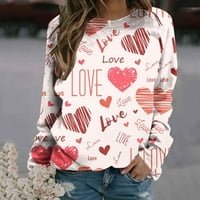 Olyvenn Save Big Valentines Day Grafički trendi pokloni Comfy Dukseri za žene Dugi rukav Ljubav Srce