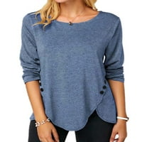 Ženska majica s dugim rukavima, majica dame tunika na vrhu casual labavog bluza TEE plus veličina