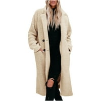 Virmaxy Winter Warm Prevelizirani gornji kaput za žene prednji karton Velika veličina labav pleteni