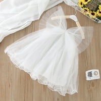 Haljine za djevojčice Dječje djevojke bez rukava bez rukava od tiskane a-line Tulle casual haljina bijela
