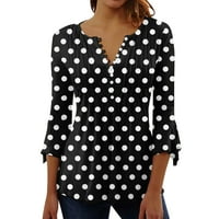 Loose T majice Žene Ljeto tiskanje Trendi gumb Cardigan rukava s rukavima V izrez Ležerne prilike opremljene tučke