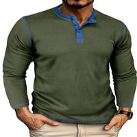 Nizini muškarci Henley majice vafle majica Crew vrat na vratu Redovni fit Basic Tee dugih rukava Armygreen l