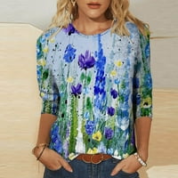 Vremenska majica Spring ruhove majice za žene Ljetni trendy Ležerne prilike Okrugli izrez Loover Pulover