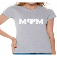 Neugodni stilovi Ženska bejzbol mama Mom Srce Grafička majica vrhovi Day Day Day White Heart Majčin