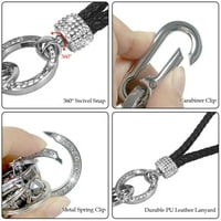 Pleteni ključ za ključeve D oblik Ključni prstenovi pom pom Carabiner Clip I Love Music Guitar Crystal