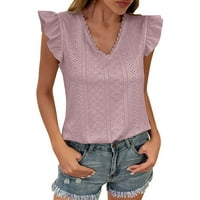 Košulje za žene Trendy V izrez za vez šuplje leteće bluza
