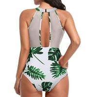 Amousa Women Cvjetni print kupaći kostim za plivanje Visoko vrat Ruked Monokini kupaći kupaći kostimi
