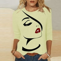 Velike majice za žene za žene plus veličine okrugli vrat Modni ispis lagane casual labave majice pulover