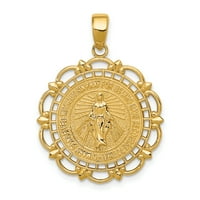 Saris i stvari 10k žuto zlato polirano čudesna medalja sa privjeskom sa skalama okvira
