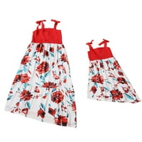 Hait Maine kćeri cvjetne print Elastične obiteljske haljine labave rame podudarajuće odjeće za šivanje