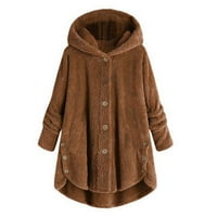 Zimski kaputi za ženska modna casual plus veličina Dugme Plišani gornji kapuljač sa kapuljačom labav