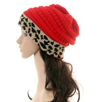 Aueoeo šeširi za žene Ženske unizno pletene Beanie Winter Debeli Leopard obloženi Beanie Warm Hats Clearence