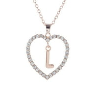 Engleska pisma Dijamantna ogrlica od srca Ljubav pismo Privjesak Engleski slova Diamond Heart ogrlica