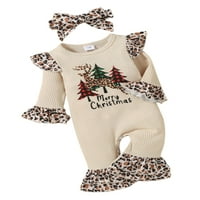 Set odjeće za otpise za bebe Leopard, božićni kombinezon + glava za glavu